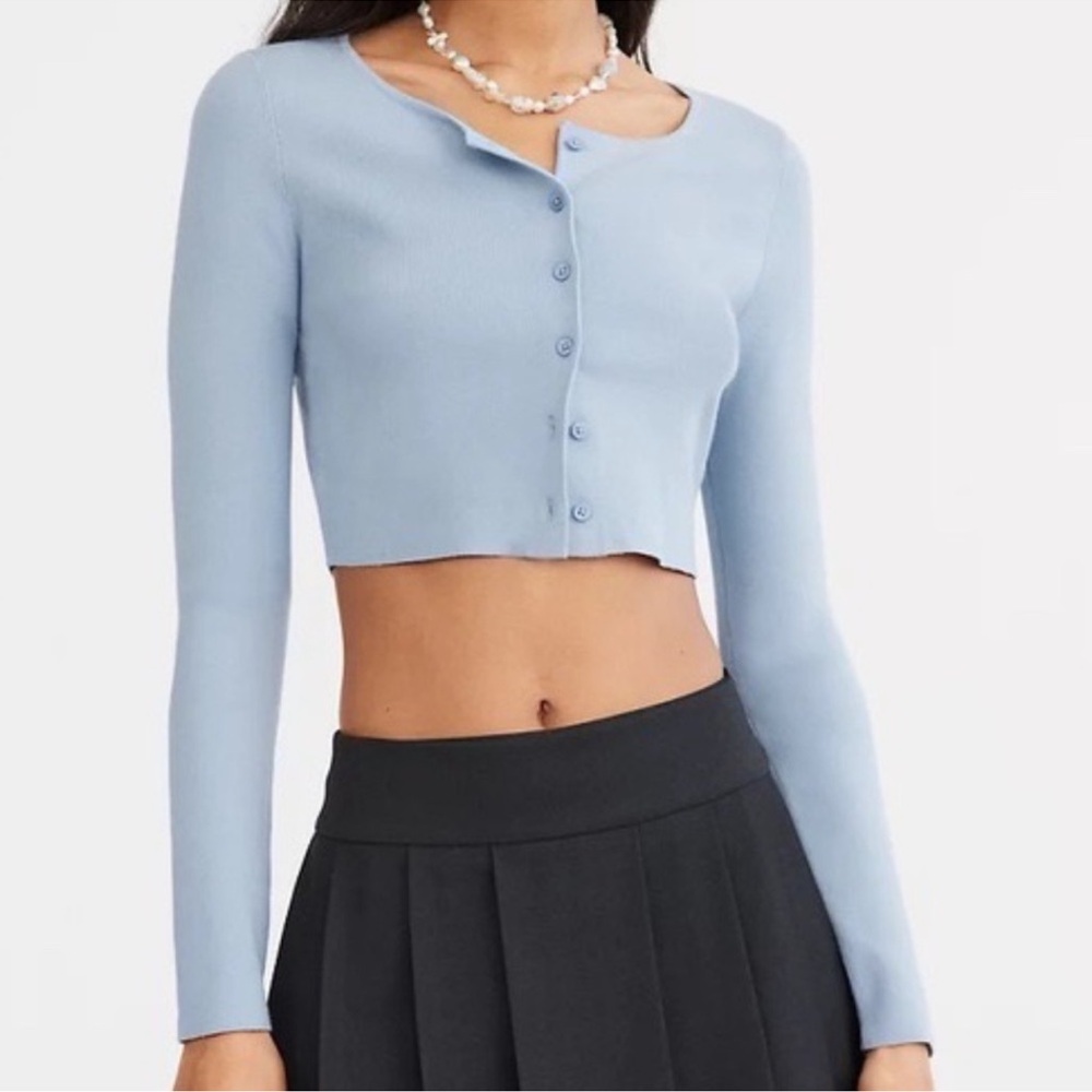 Aritzia cropped button up long-sleeved top
